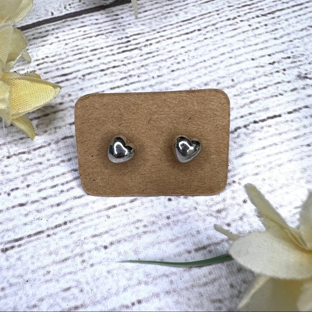 Heart Shape Silver Stud Earrings